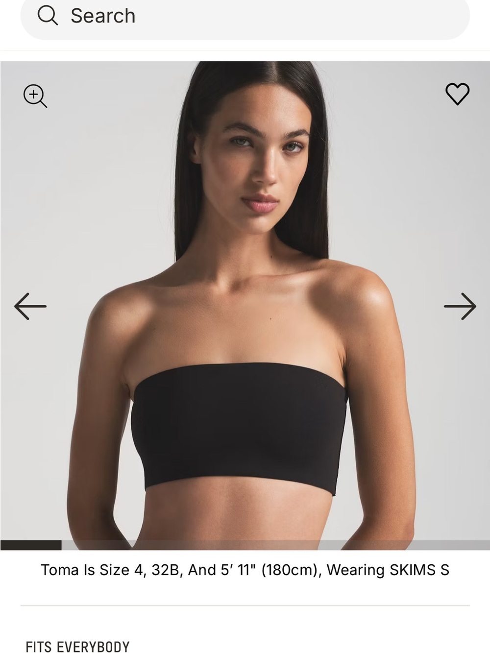 SKIMS Black Strapless Bandeau - Seamless Tube Top